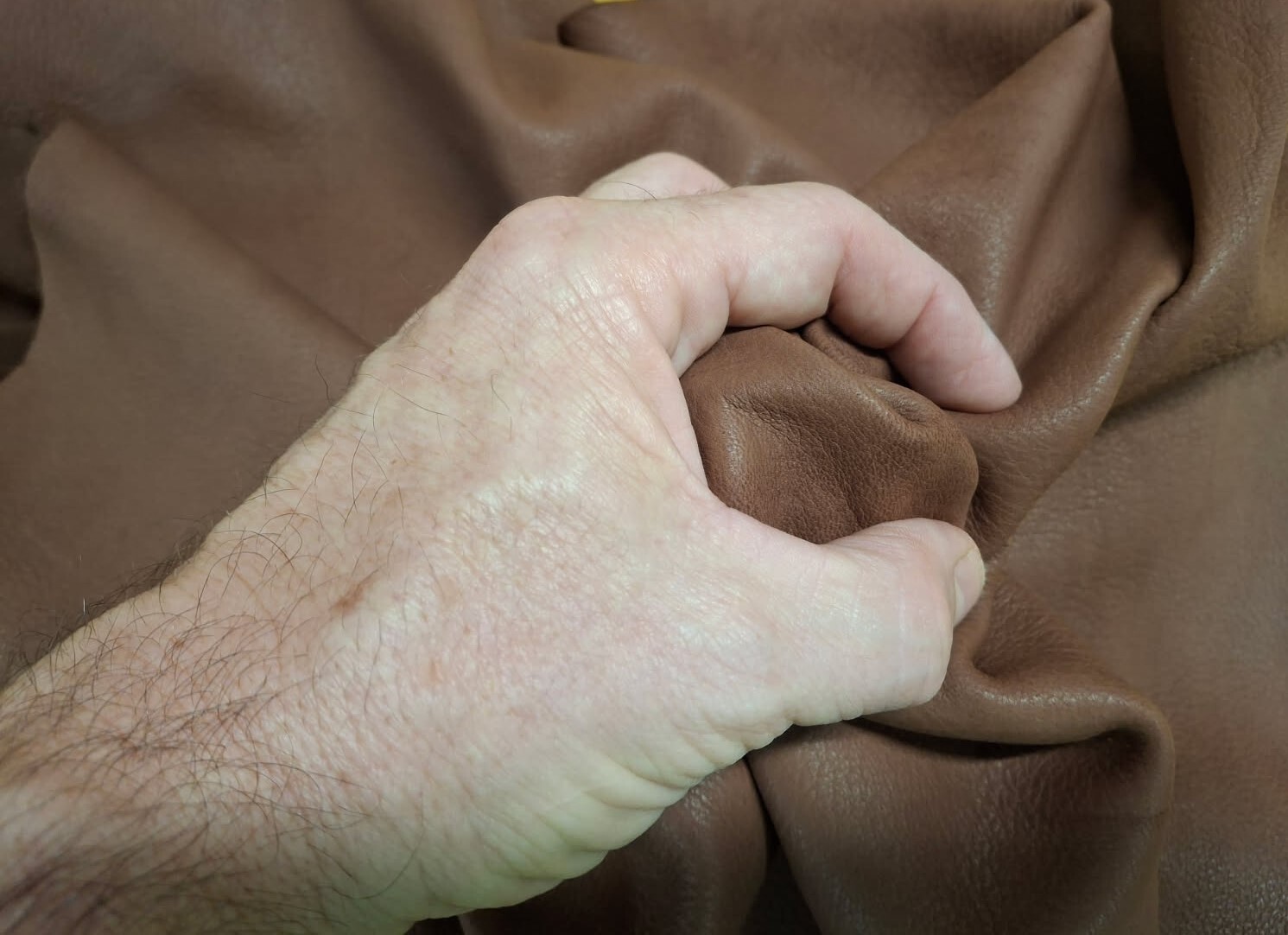 Deerskin leather folded to show softness